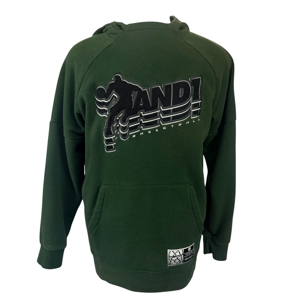 AND1 Basketball Hoodie Green Pullover Y2K Streetwear‎ Skate Athletic Mens L